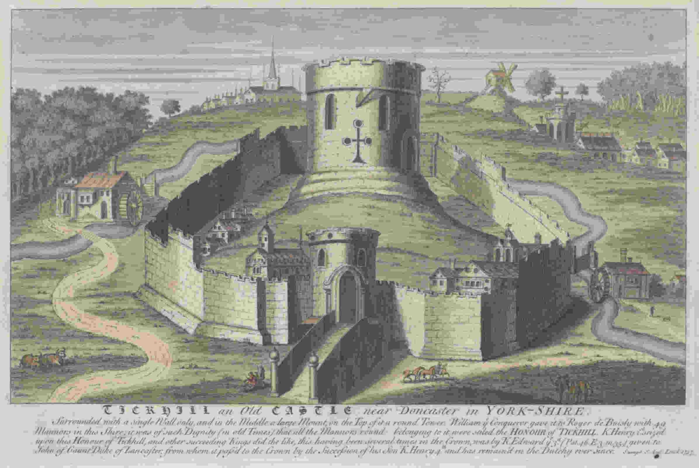 Engraving of Tickhill castle
